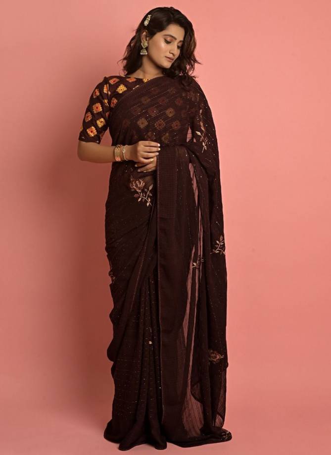 RIHANA DARK fancy Printed Party Wear Latest Saree Collection